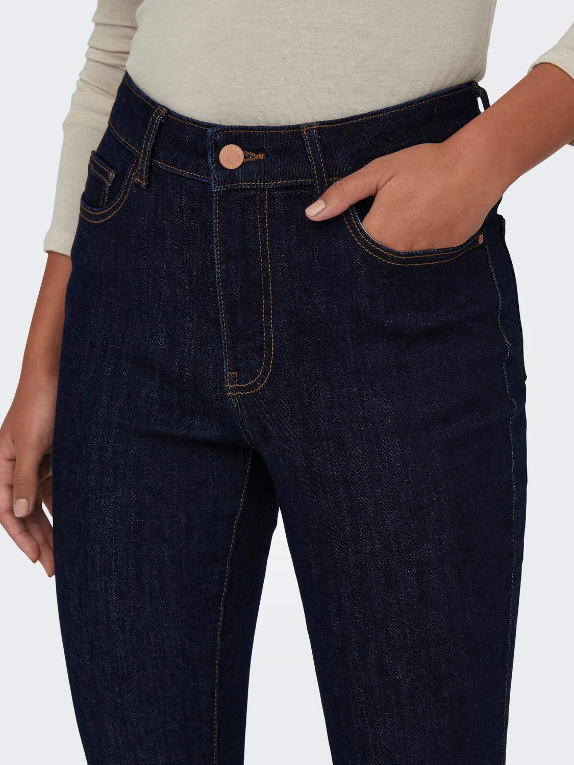 JDYAYA Hohe Taille Skinny Fit Jeans Dark Blue Denim