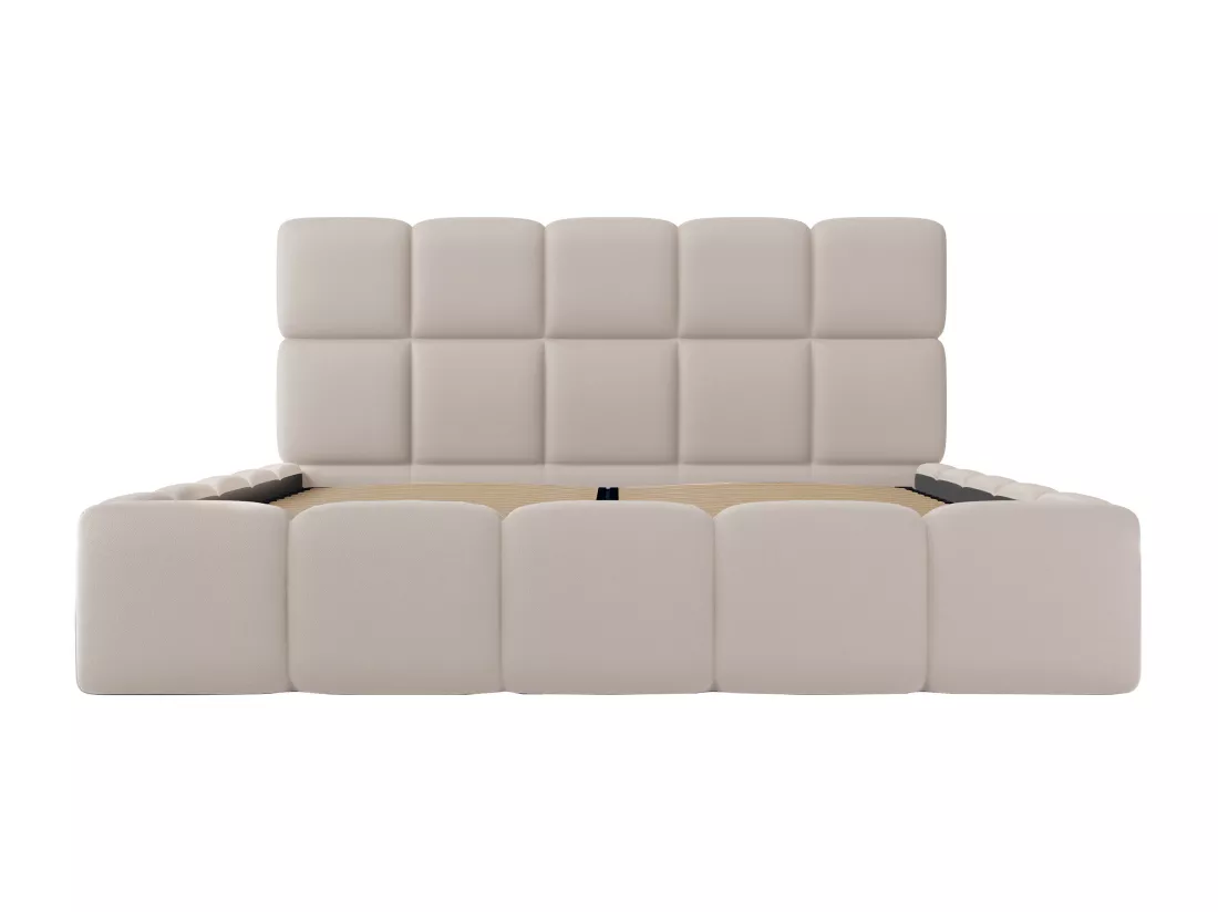Lit coffre 160 x 200 cm - Tissu effet cuir - Beige - DAMADO de Pascal Morabito