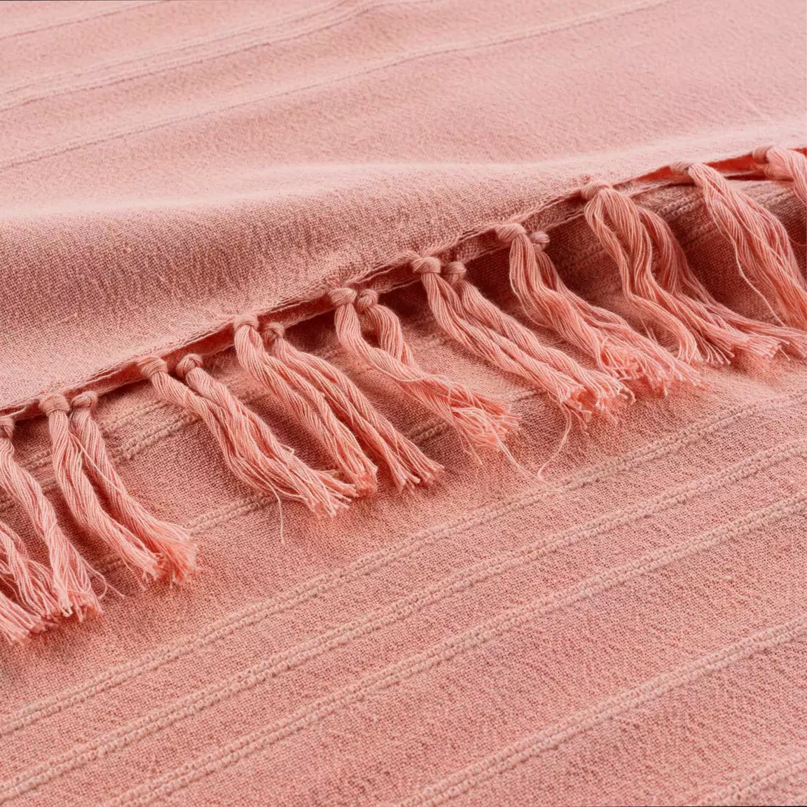 Jeté de canapé coton (150 x 150 cm) Lilia Rose pêche