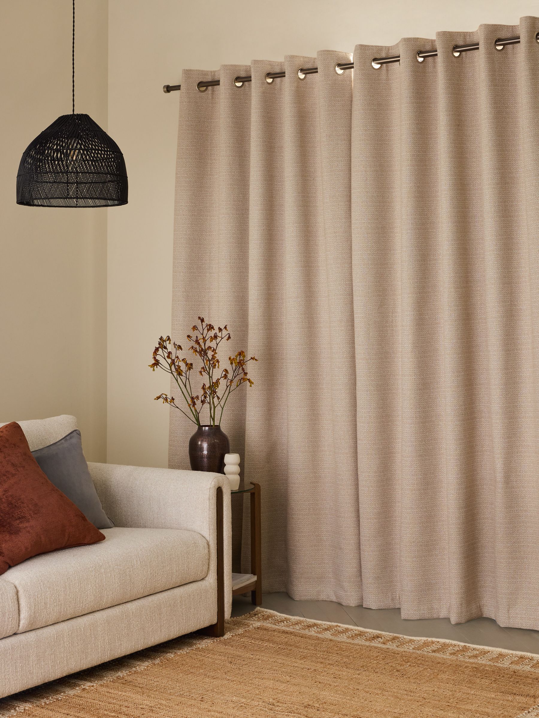 Textured Eyelet Lined Curtains