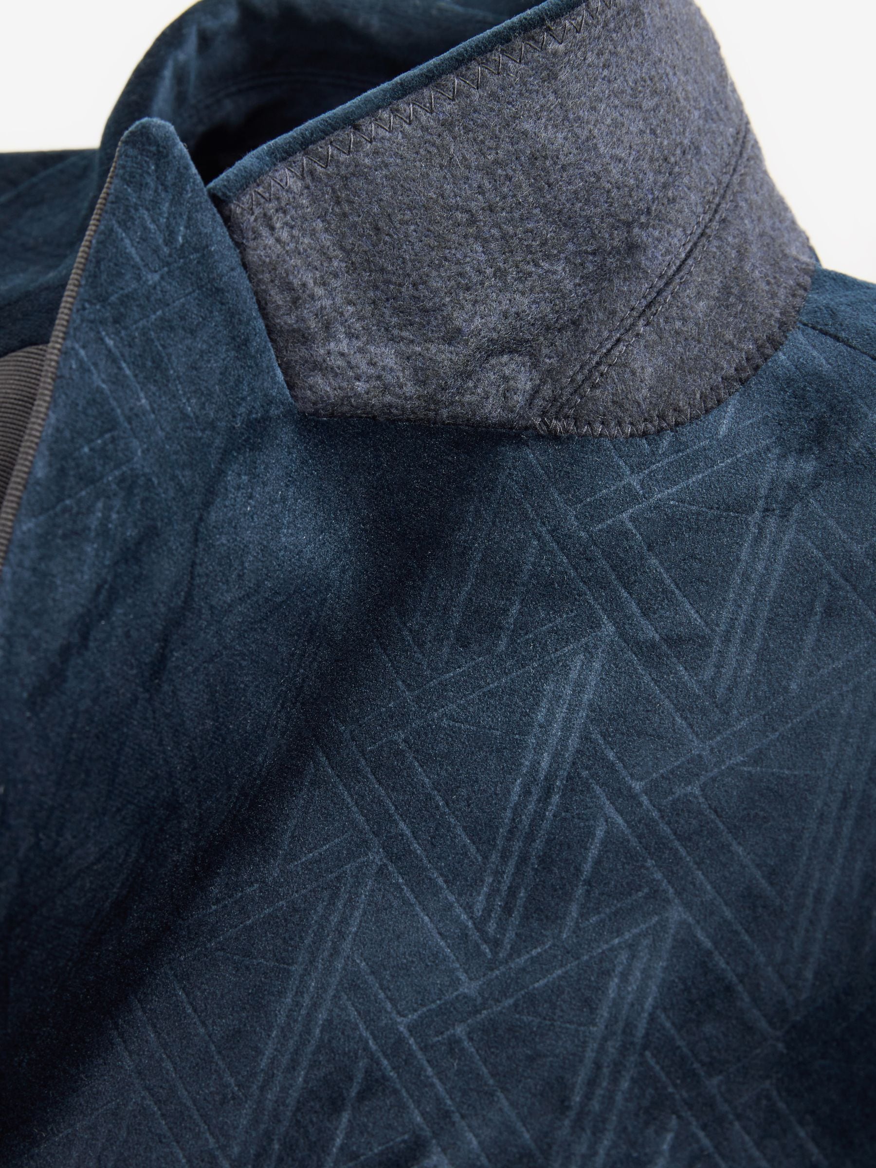 Marineblauw geometrisch - Slim Fit - Fluwelen blazer met patroon