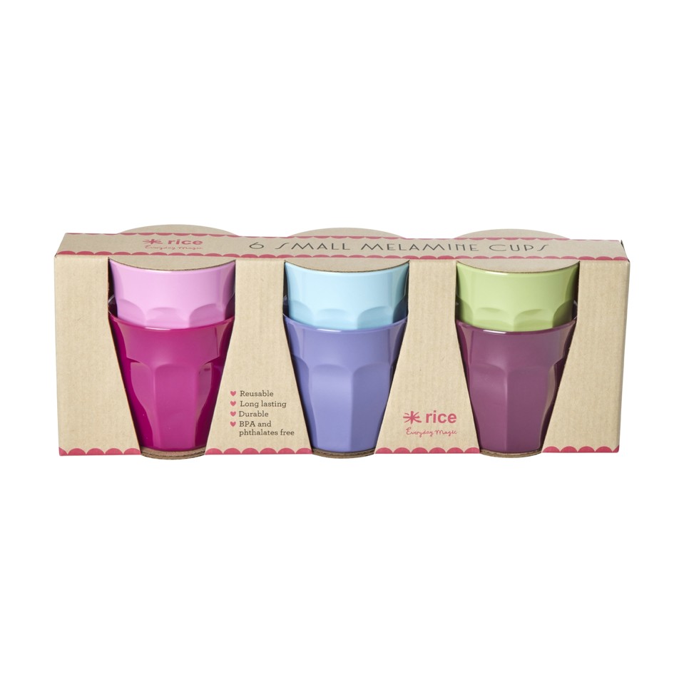 Rice - 6 Pcs Small Melamine Kids Cups Multicolor