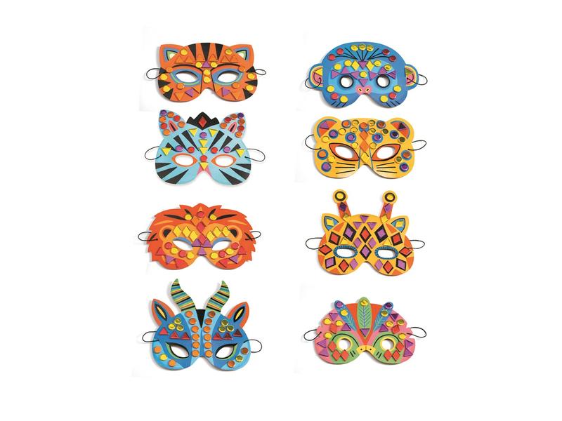 DJECO Bastelset DIY – Mosaik Masken Dschungeltiere Masken Bastelset