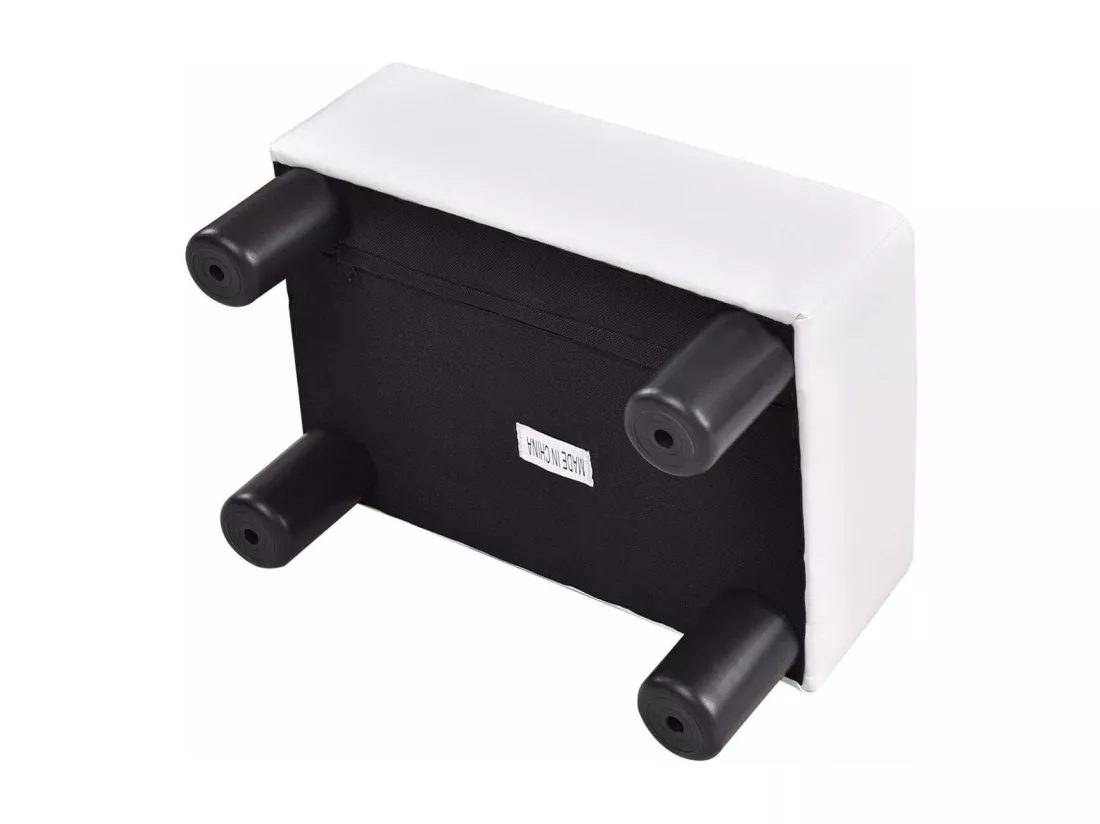 Tabouret Pouf Assis Tabouret Repose-Pieds Cube Siège PU avec Pieds 40*30*24 cm Blanc