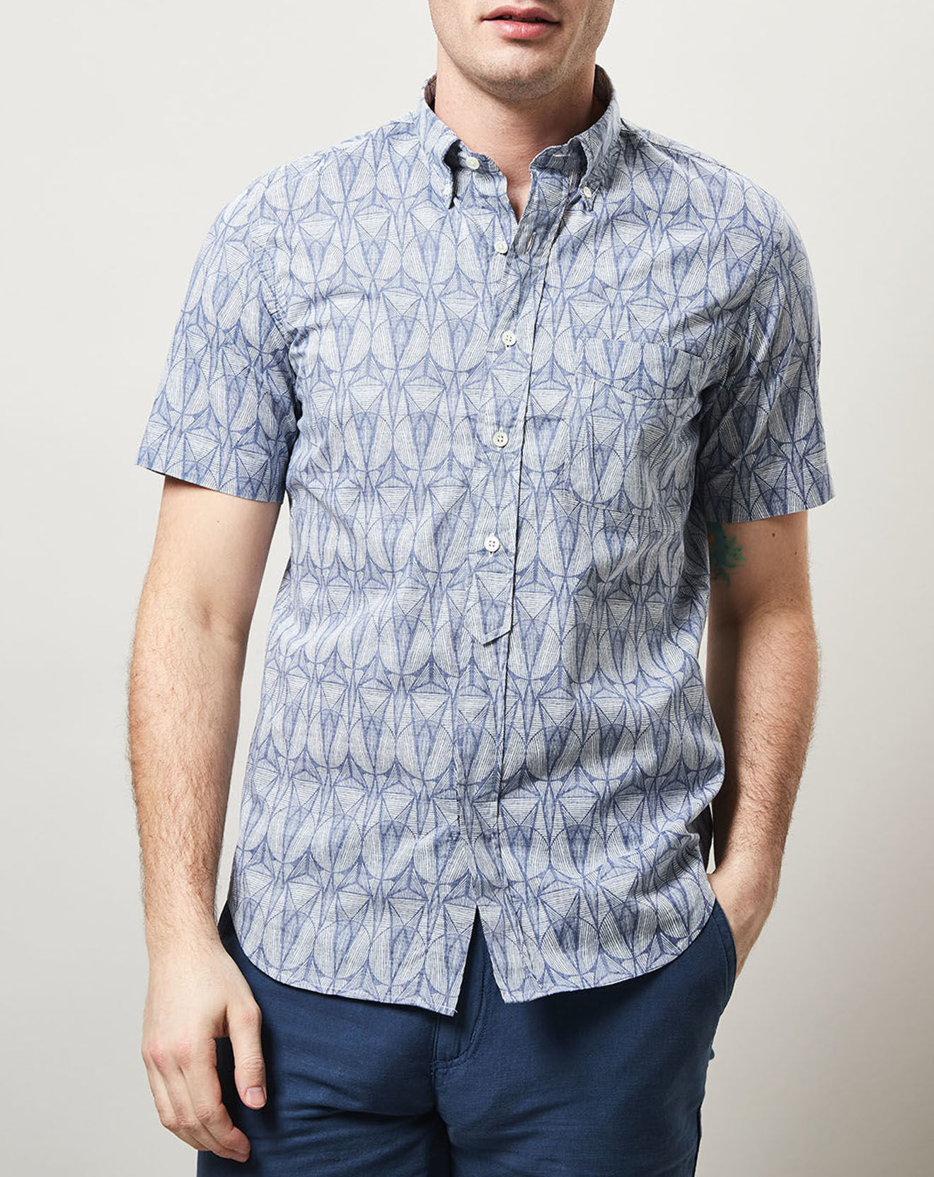 Hartford Chemise slim Sander bleue