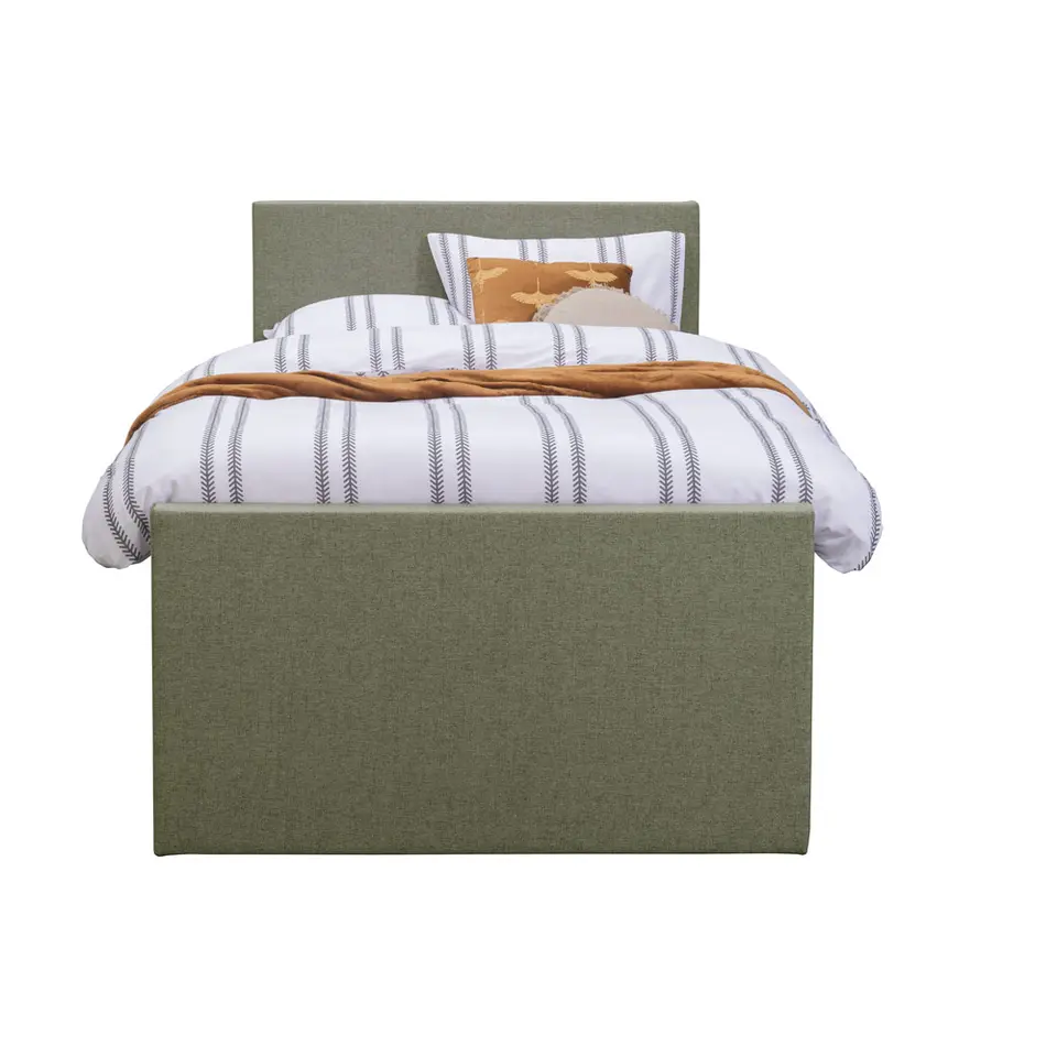 Boxspring met voetbord Liv egaal - groen - 120x200 cm - vierkante poot