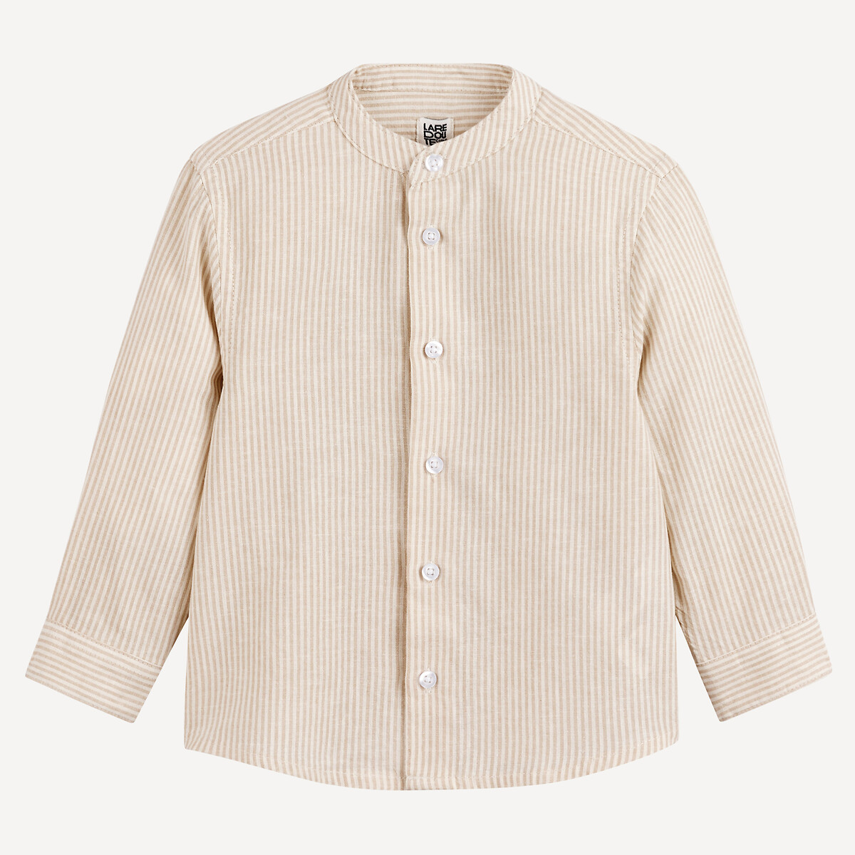 COLEÇÃO LA REDOUTE<br>Camisa listrada, gola mandarim, algodão/linho