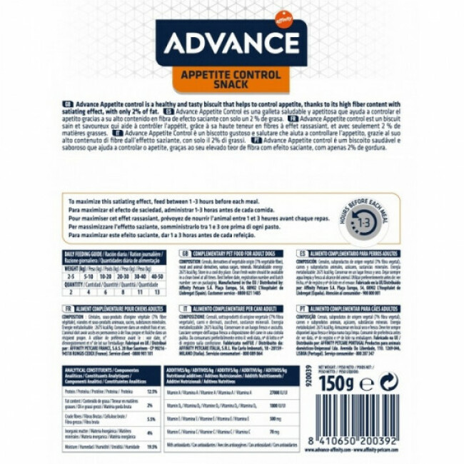 Friandises Advance pour chiens Appetit Control Snack Sachet 150 g