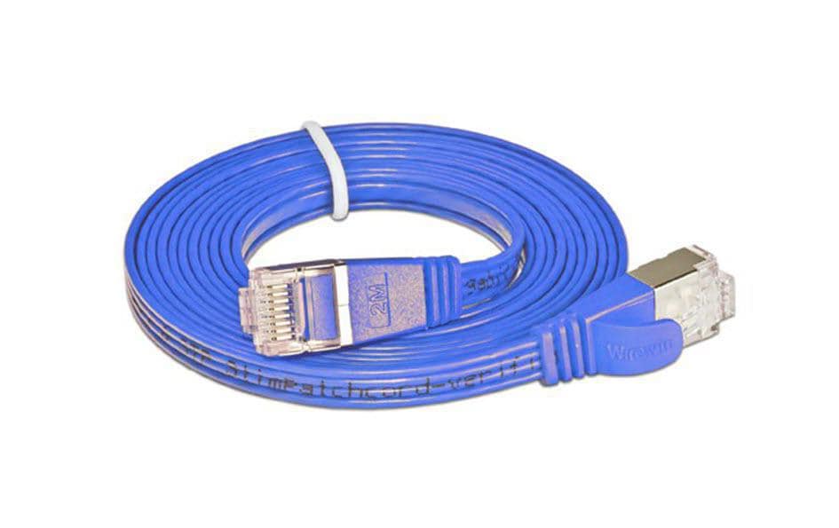 Slimpatchkabel RJ-45 - RJ-45, Cat 6, STP, 3 m, BlauGeschirmtes Twisted-Pair-Kabel (STP) mit Klinkenschutz
