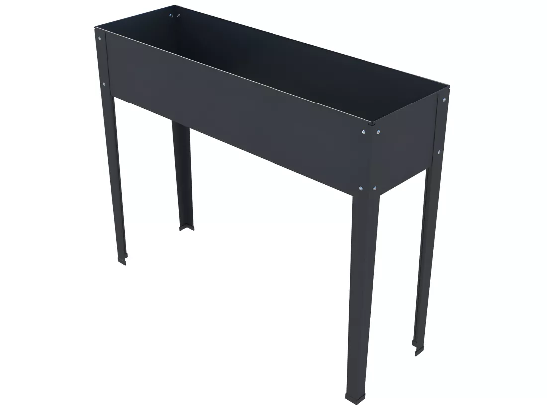 Jardinière sur pied en acier anthracite - L100 x P30 x H80 cm - YGOS