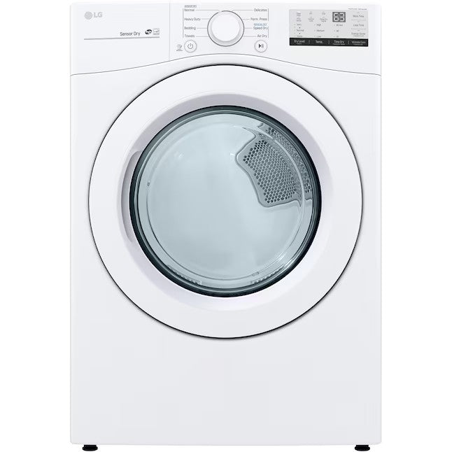 Secadora elétrica empilhável LG de 7,4 pés cúbicos (branca) com certificação ENERGY STAR.