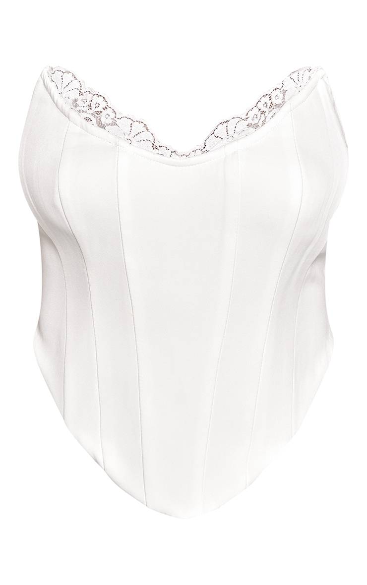 Crème Top Corset Shape Avec Détails En Dentelle Contrastante