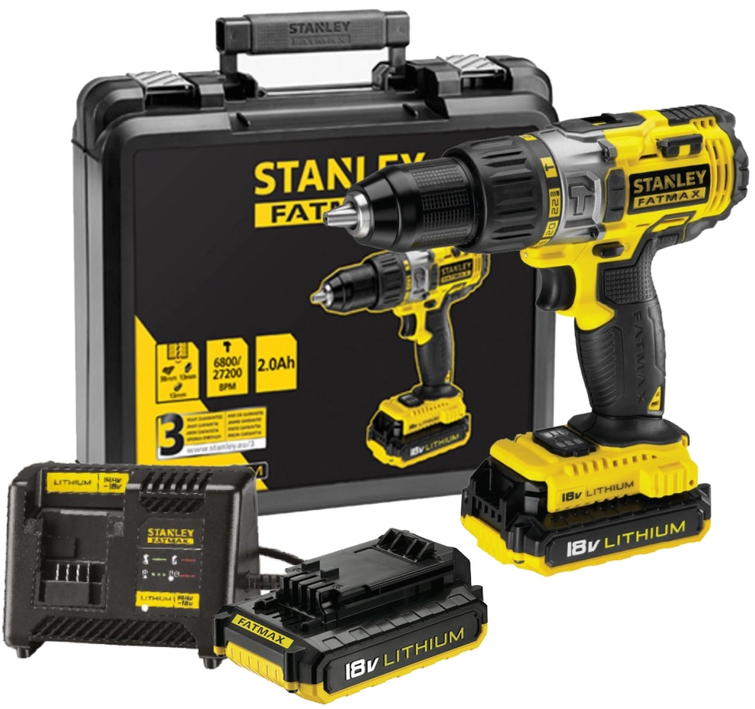 Stanley FMC625D2 18V Li-Ion accu klopboor- /schroefmachine set (2x 2.0Ah accu) in koffer