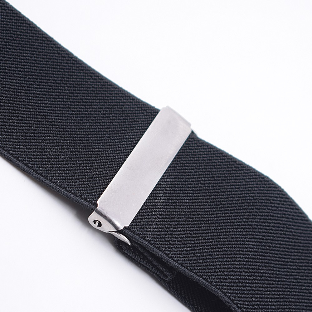 (100cm) Elastische Hosenträger Anti-Rutsch Suspenders mit Clip Verschluss - Schwarz