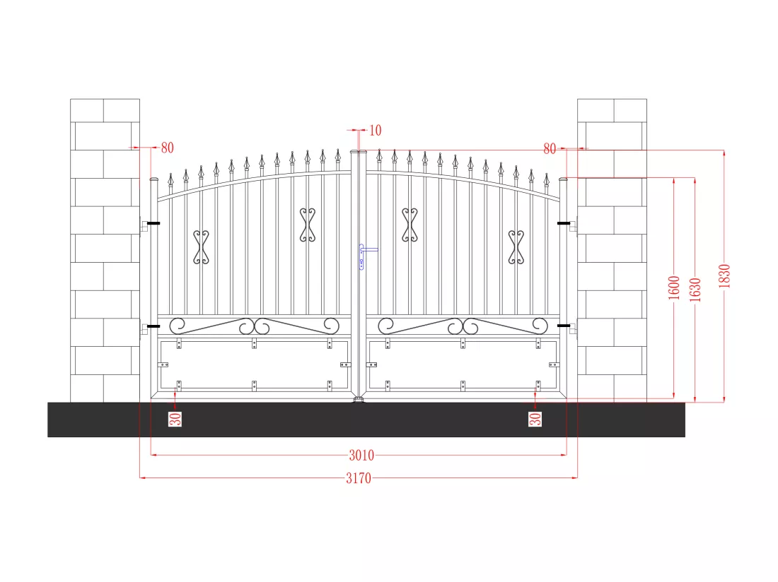 Portail battant aluminium ajouré L317 x H183 cm noir NERBIS
