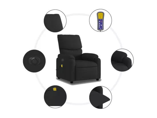 Fauteuil massant inclinable électrique Noir Tissu