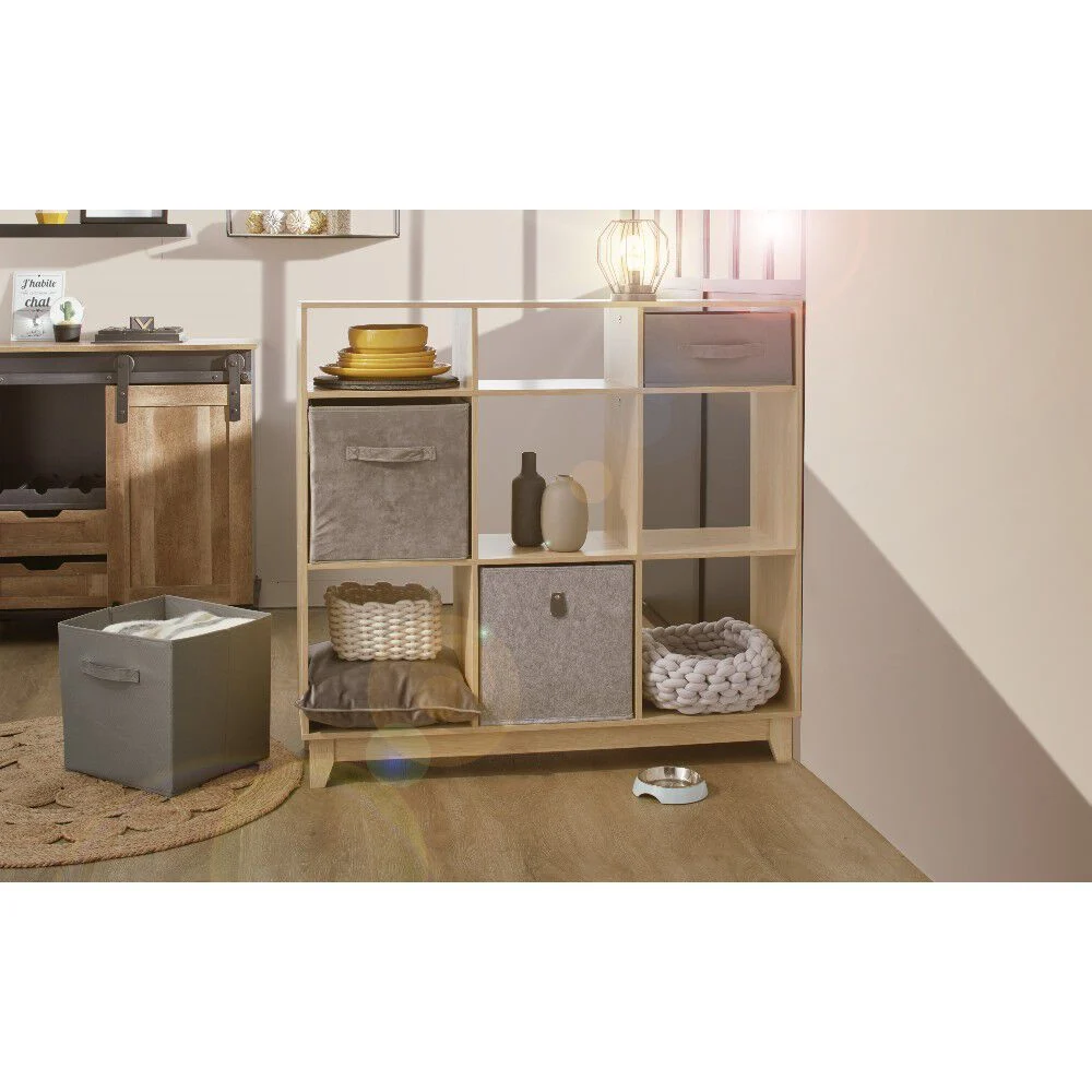 Étagère 9 compartiment bois Dimensions: 102x29,7h96 coul nat