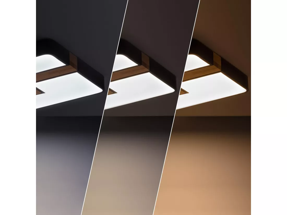 Plafonnier LED Carré Métal 35W CCT Sélectionnable Brusk 480x480 mm Noir