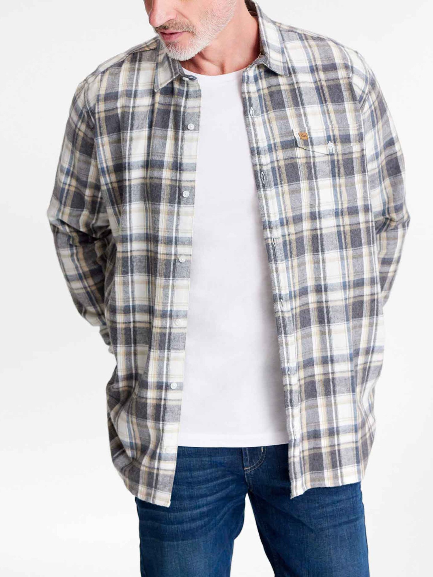 Chemise Homme A Carreaux Flanelle Gris