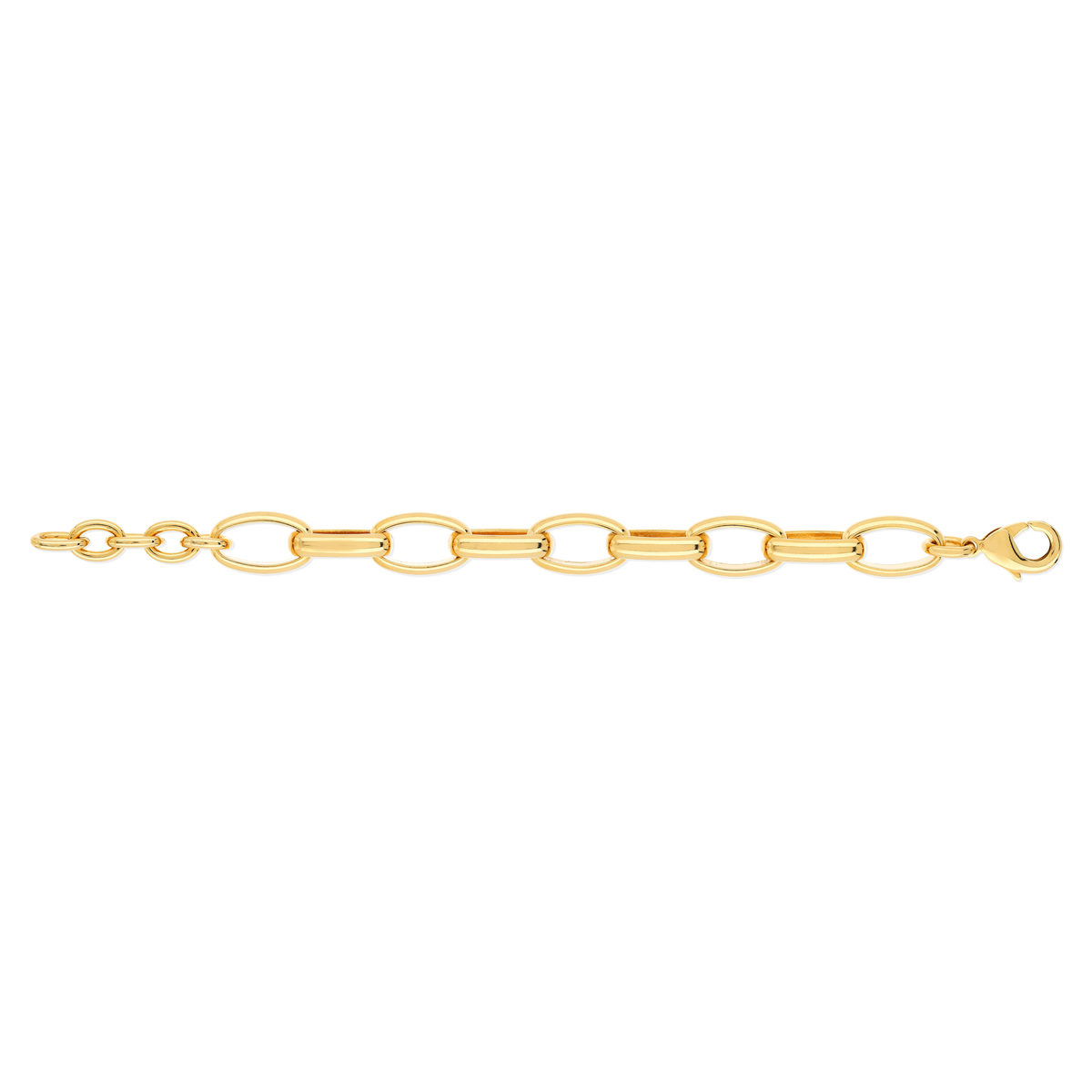 Bracelet plaqué or maillons ovales 16 à 19 cm