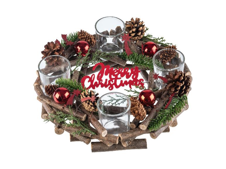 Kerstkrans met 4 waxinelichthouders