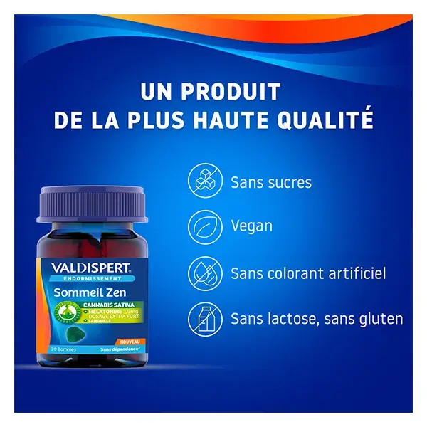 Valdispert - Endormissement - Gommes Sommeil Zen - Mélatonine 1,9mg - 30 Gommes