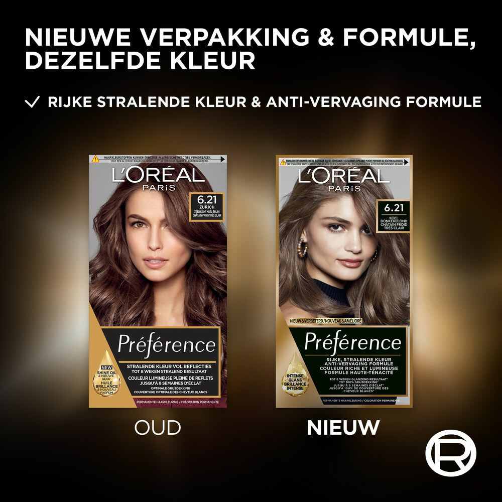 L'Oréal Préférence Permanente Haarkleuring 6.21 Zeer licht koel bruin