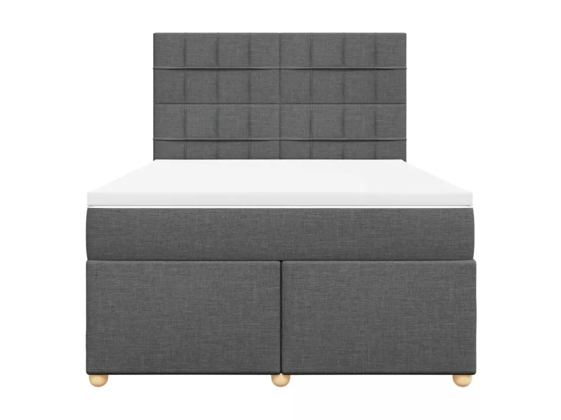 Sommier à lattes de lit avec matelas Gris foncé 140x190cm Tissu