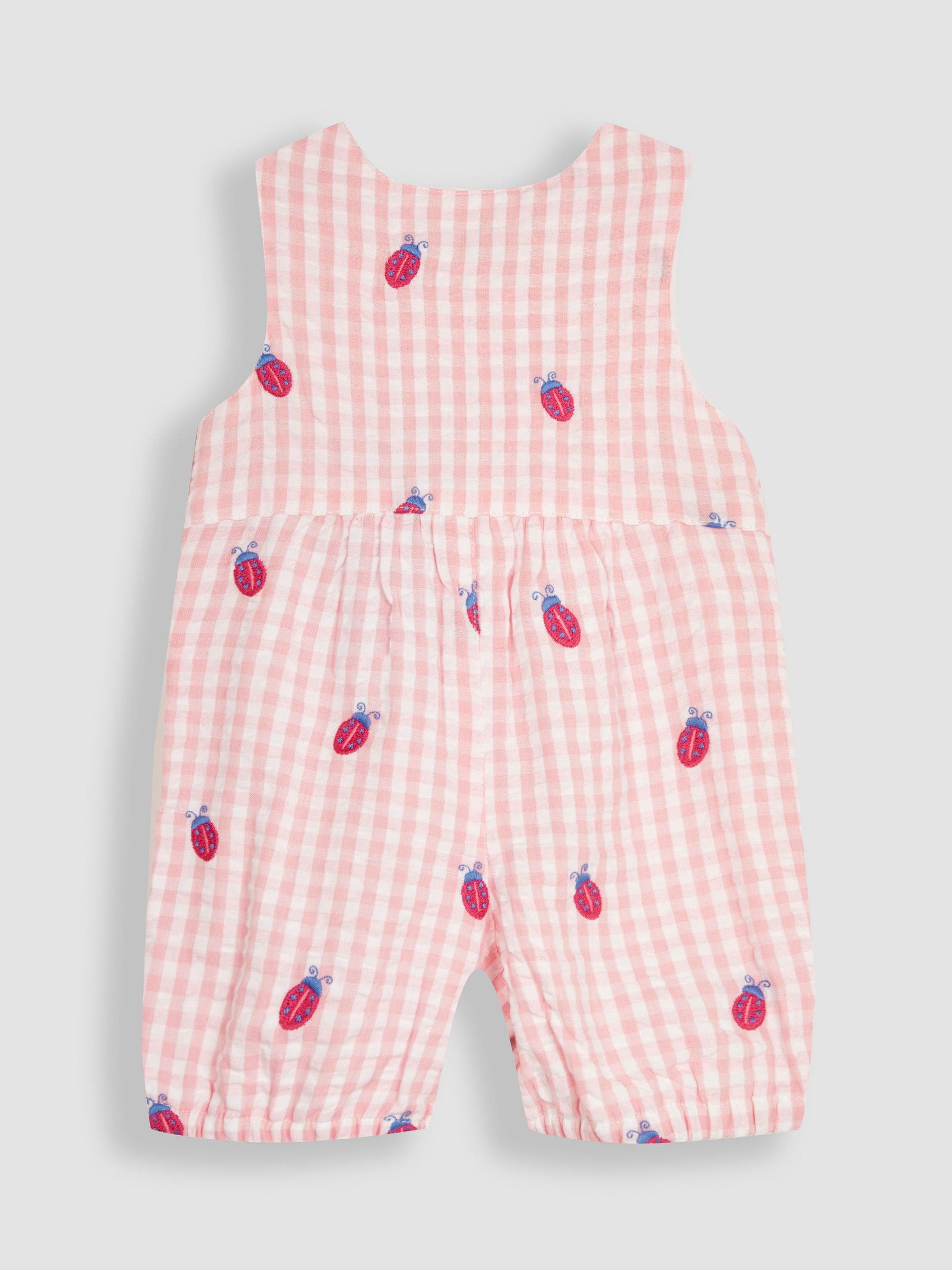 JoJo Maman Bébé - Gingham tuinbroek met borduursel