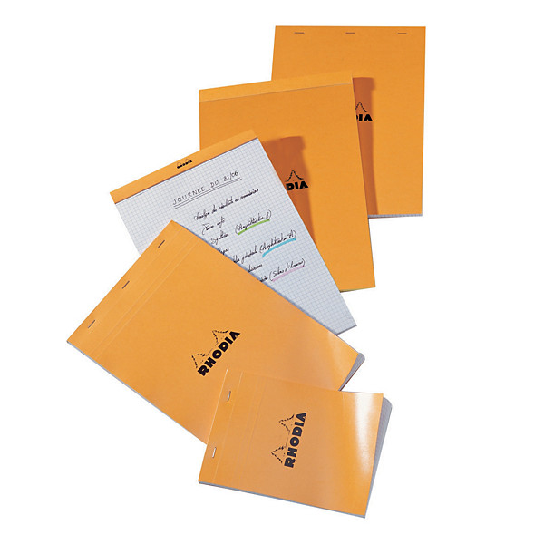 5 blocs Rhodia A4 agrafés modèle détaché non perforé uni