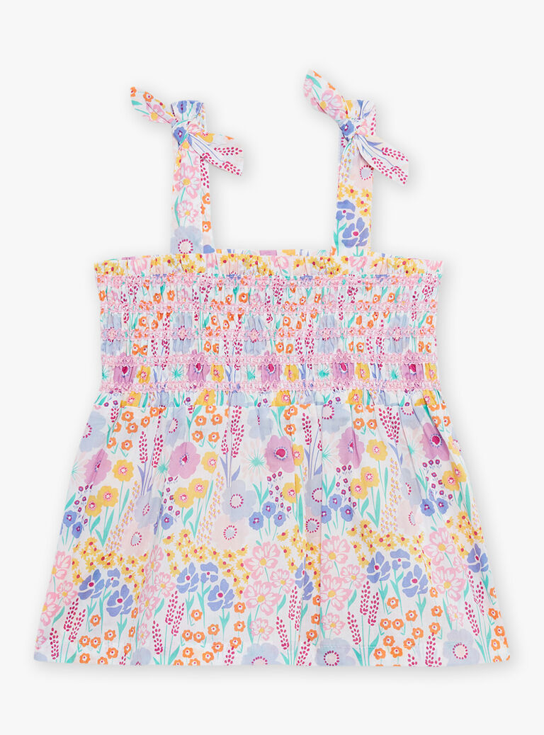 Débardeur à smock écru à imprimé fleuri