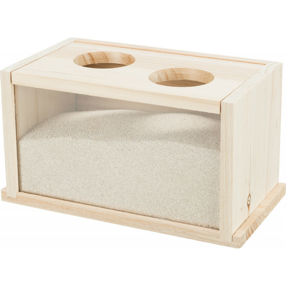 Baignoire de sable en bois pour rongeurs, 22 x 12 x 12 cm.