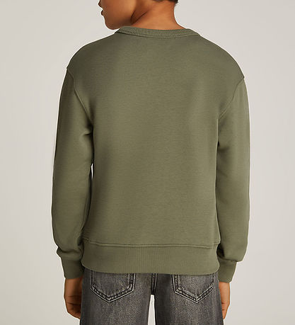 Calvin Klein Sweatshirt - Konturiert Mono Entspannt - Dusty Oliv