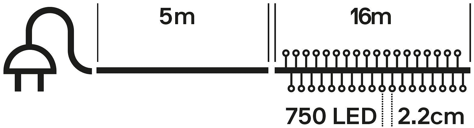 TAYA LED-Lichterkette - Dunkelgrün / B: 1600.0 cm