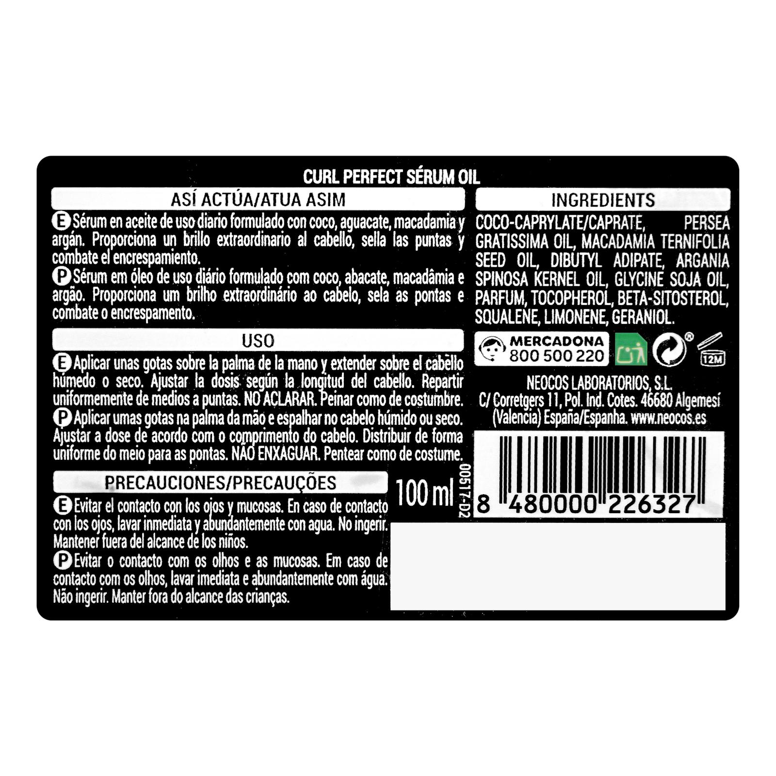 Huile sérum Deliplus Curl Perfect pour cheveux bouclés