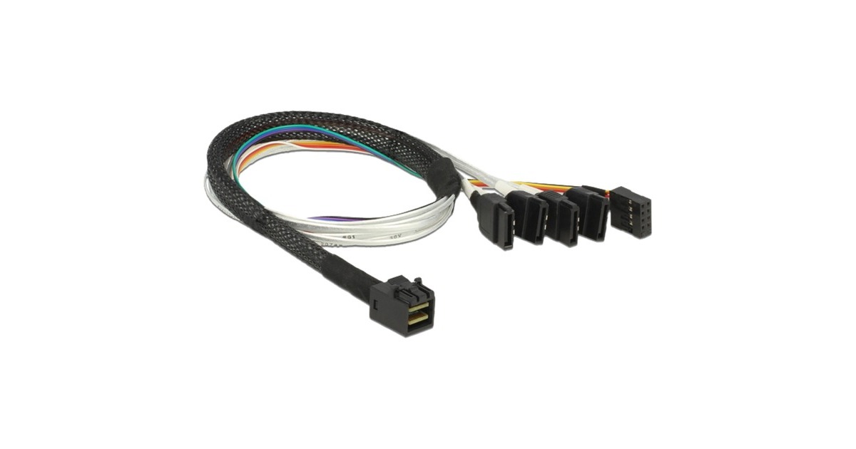 DeLOCKCable mini SAS HD SFF-8643 > 4 x SATA 7 pin, 0,5m kabel  (83315, + Sideband)