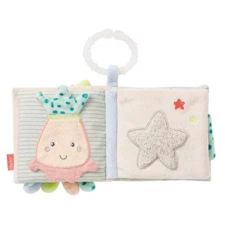 Fehn Stoffbuch mit Rassel und Aufhänger 11x11cm Meereskinder Oktopus
