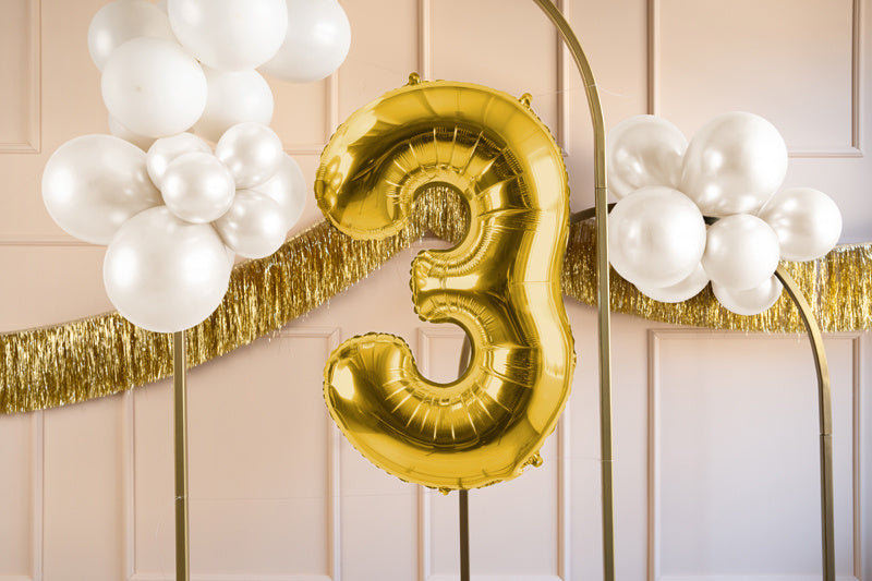 3 Jaar Cijfer Ballon Goud Leeg 72cm