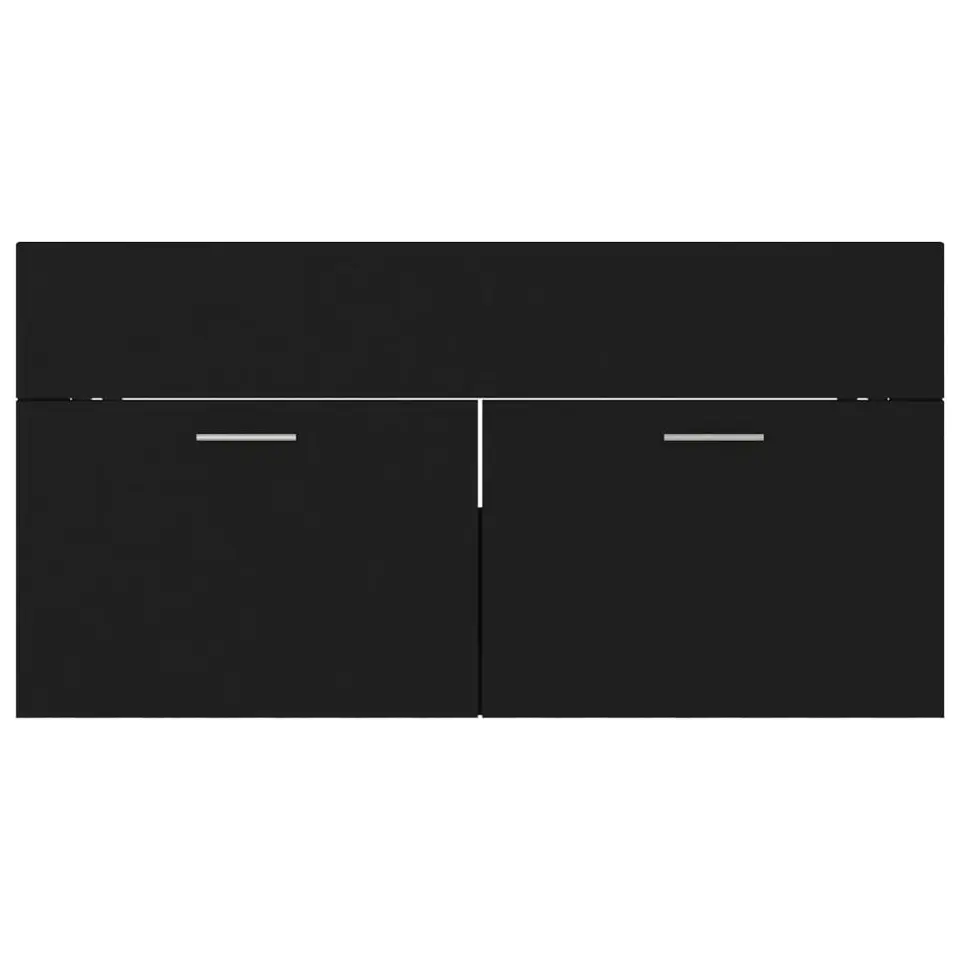 vidaXL - Wastafelkast - Zwart - Bewerkt hout - 90 x 38.5 x 46 cm