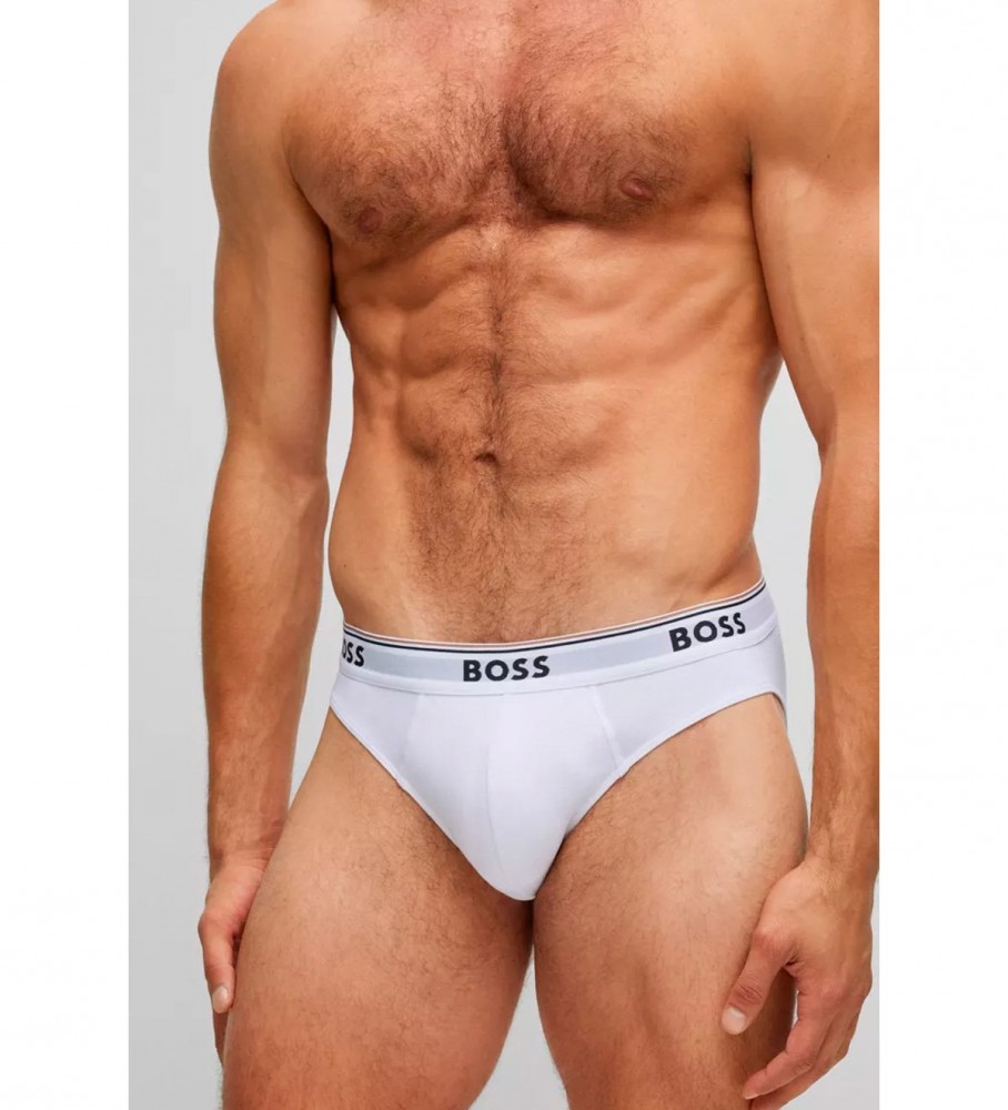 Pacote com 3 cuecas brancas com o logotipo da BOSS
