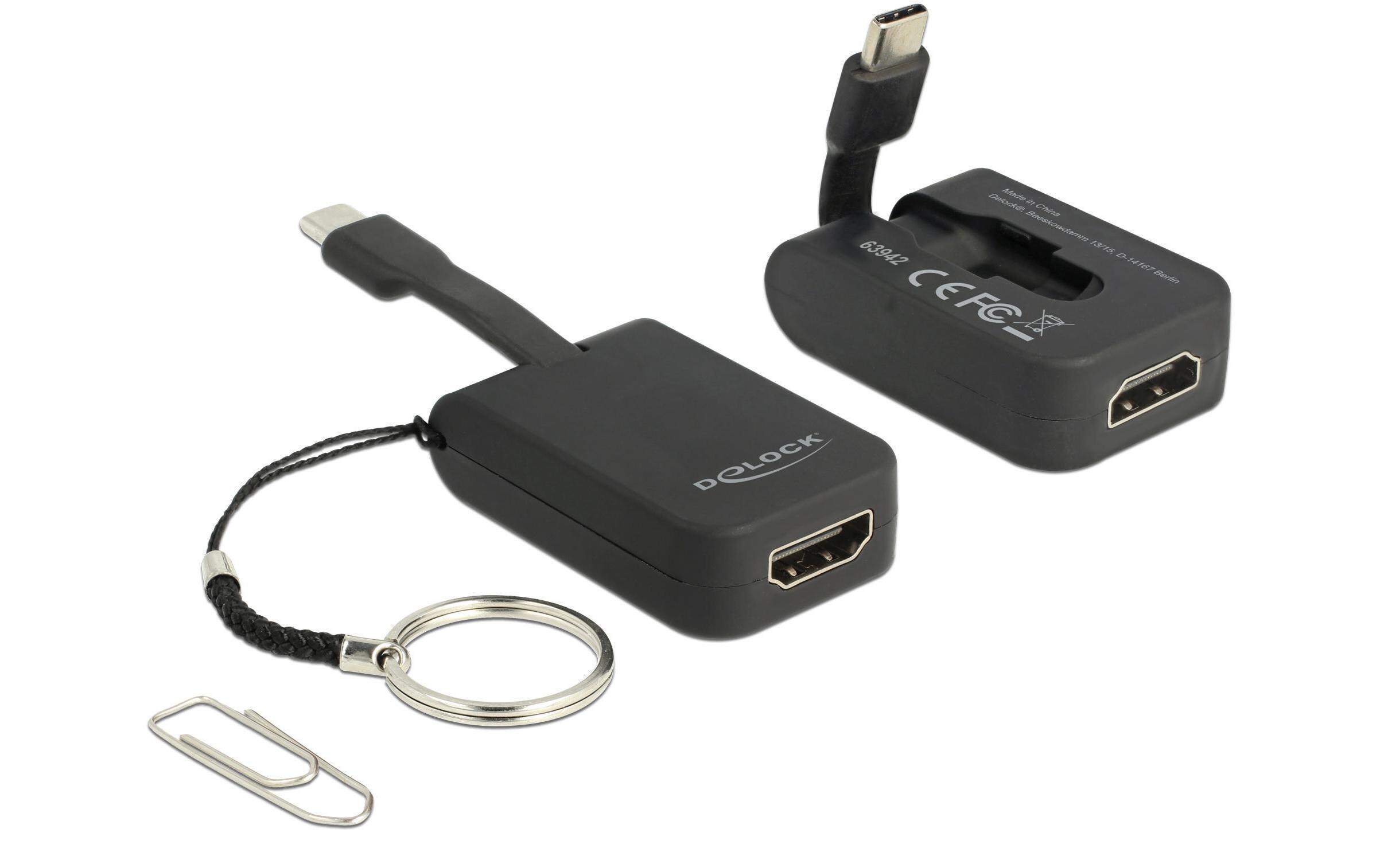Adapter USB Type-C – VGA mit SchlüsselanhängerDelock USB Type-C Adapter zu VGA (DP Alt Mode) - Schlüsselanhänger