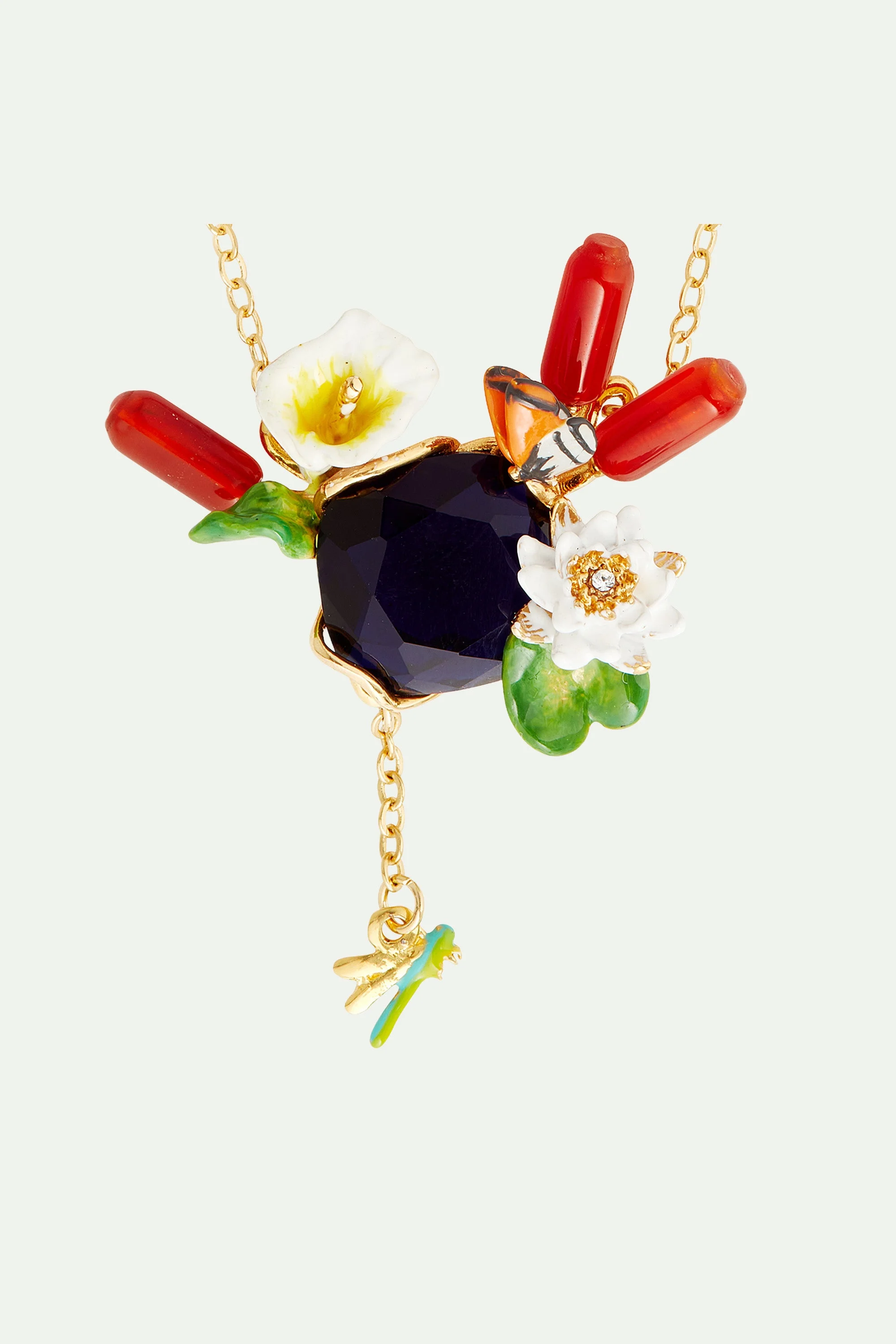 Collier plastron jardin flottant de giverny et pierre | Multicolore