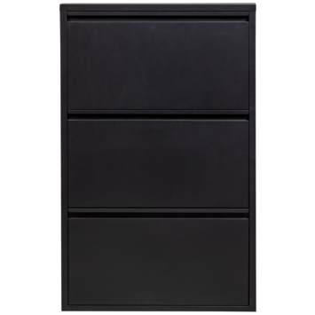WOOOD schoenenkast Sabine 3-vaks zwart metaal 103 x 66 x 16 cm