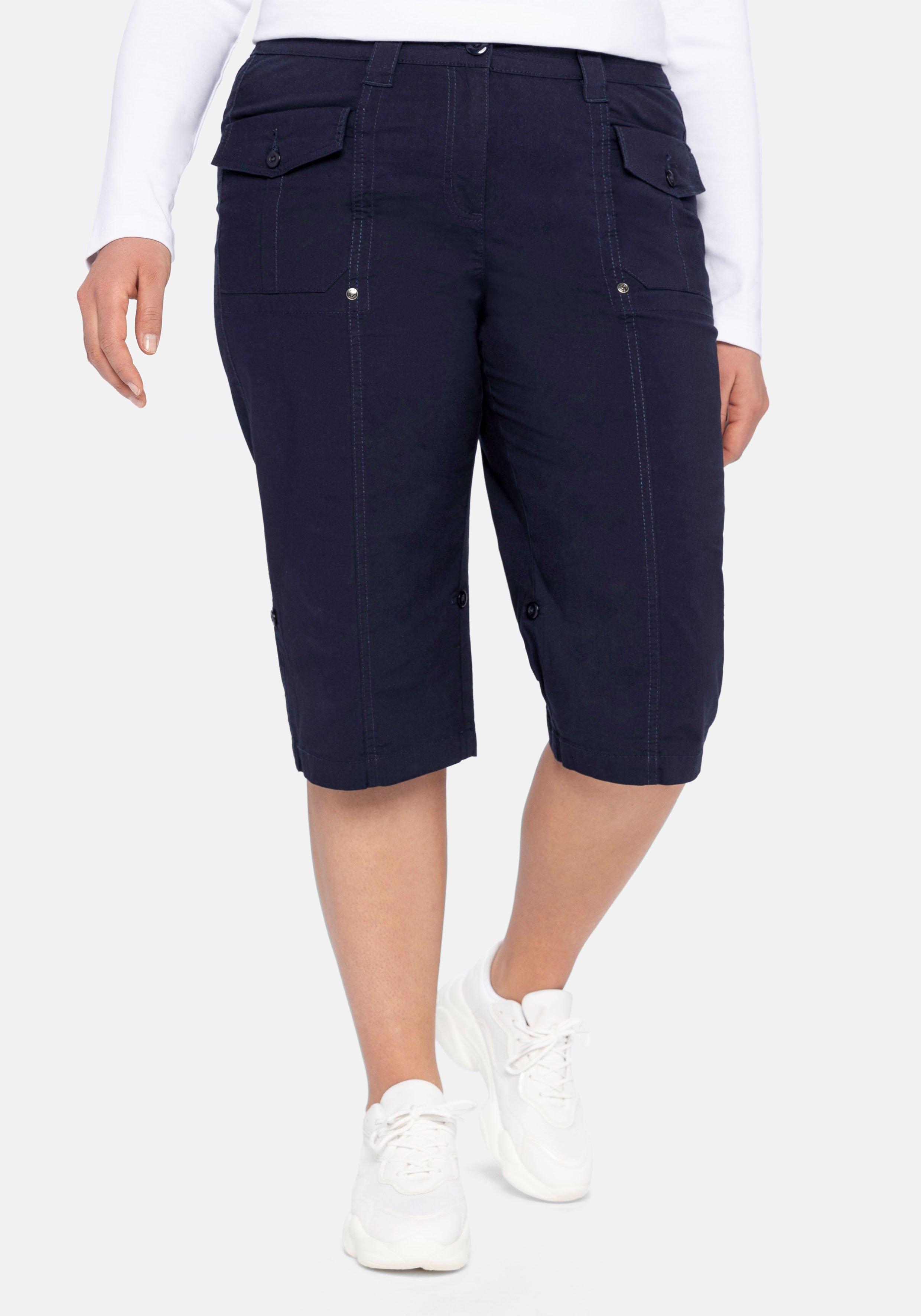 Stretch-Bermudas mit aufgesetzten Taschen und Patten