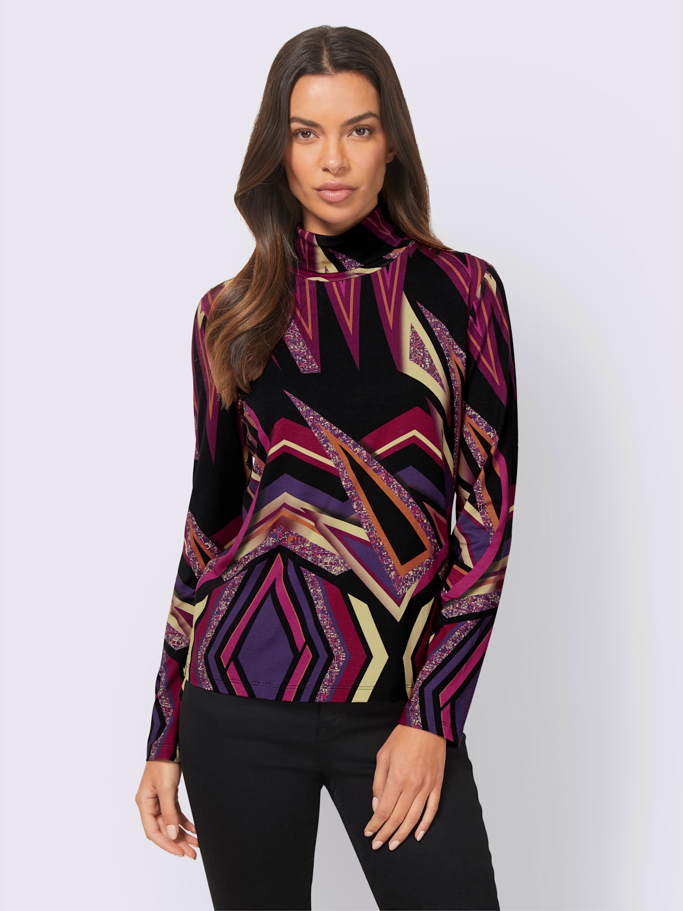 T-shirt col roulé motif imprimé exclusif