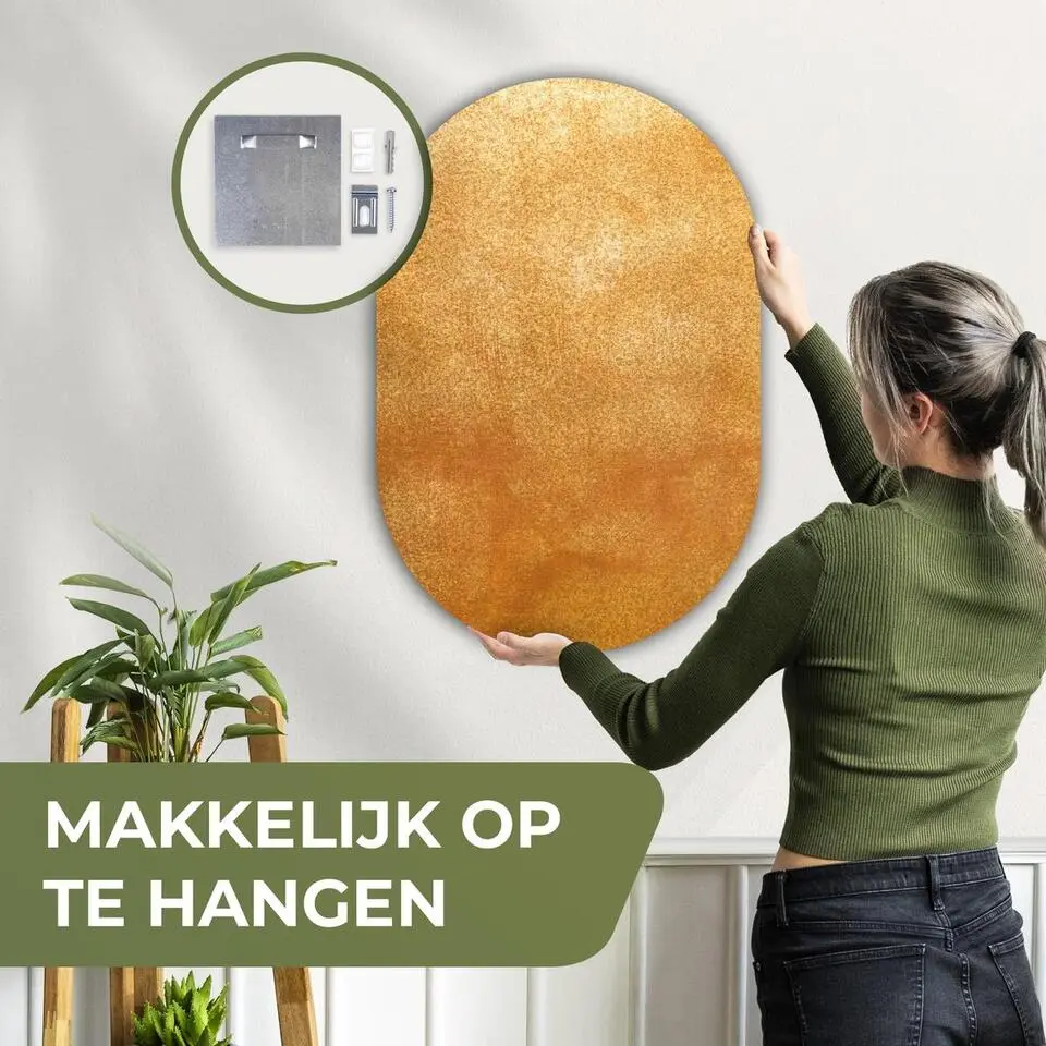 MuchoWow Wand decoratie 60x90cm IJzer Roest Goud Metaal