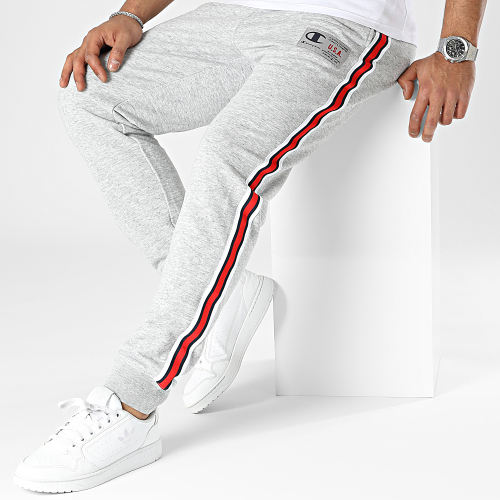 Pantalon Jogging A Bandes 218767 Gris Chiné