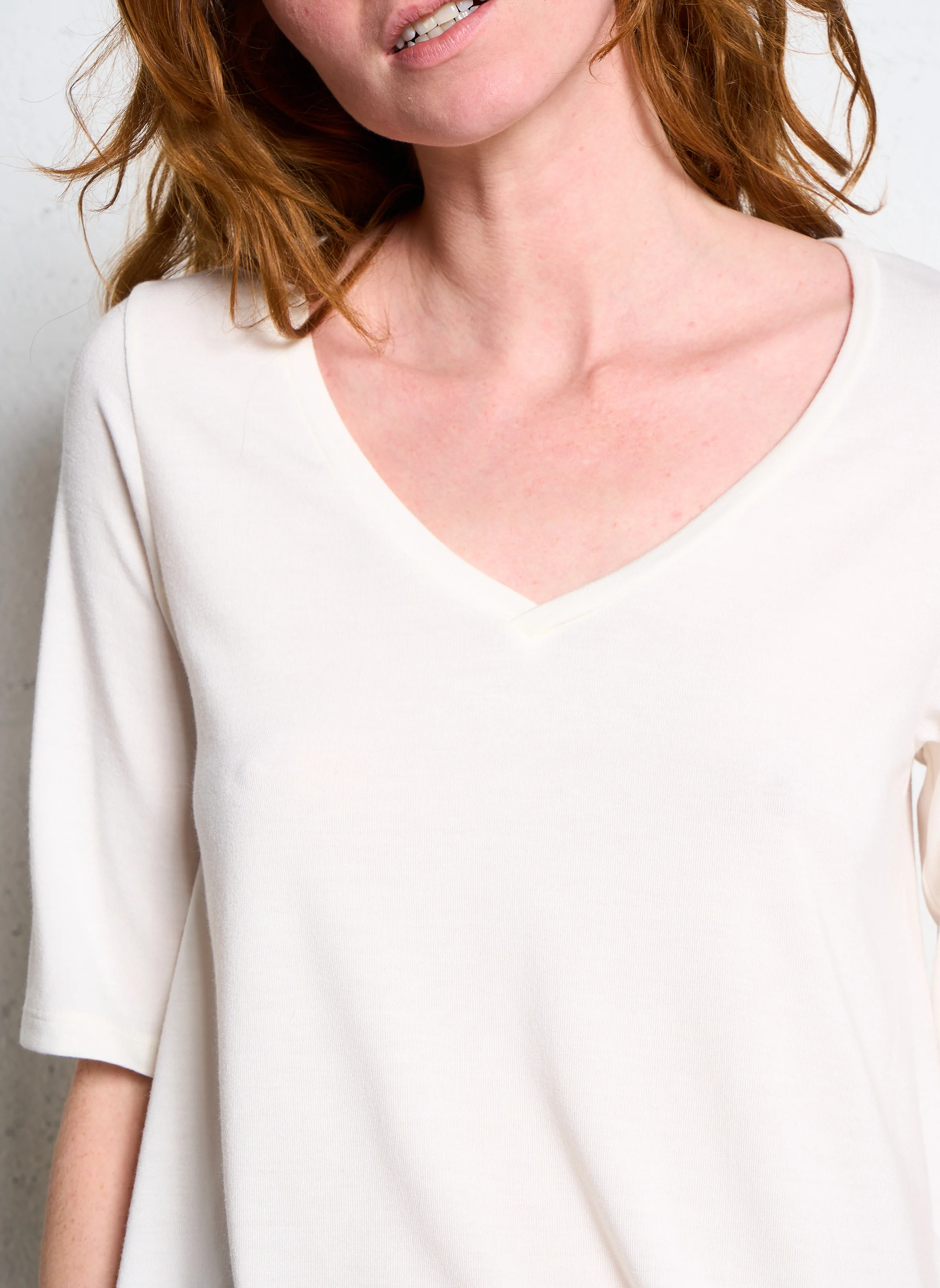 Tee-shirt droit col V | Blanc