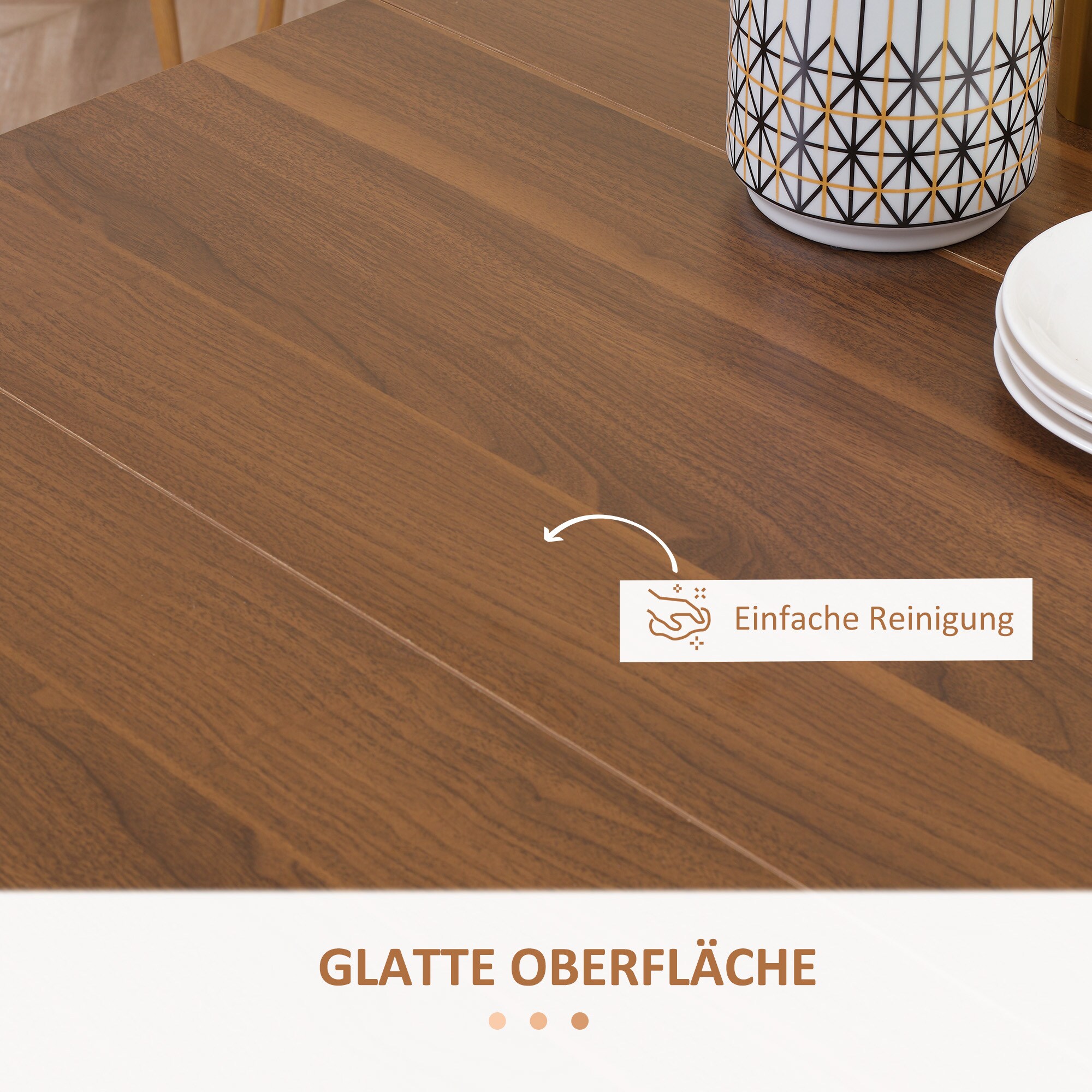 HOMCOM Klapptisch mit aufklappbarer Tischplatte braun 180L x 85B x 75H cm