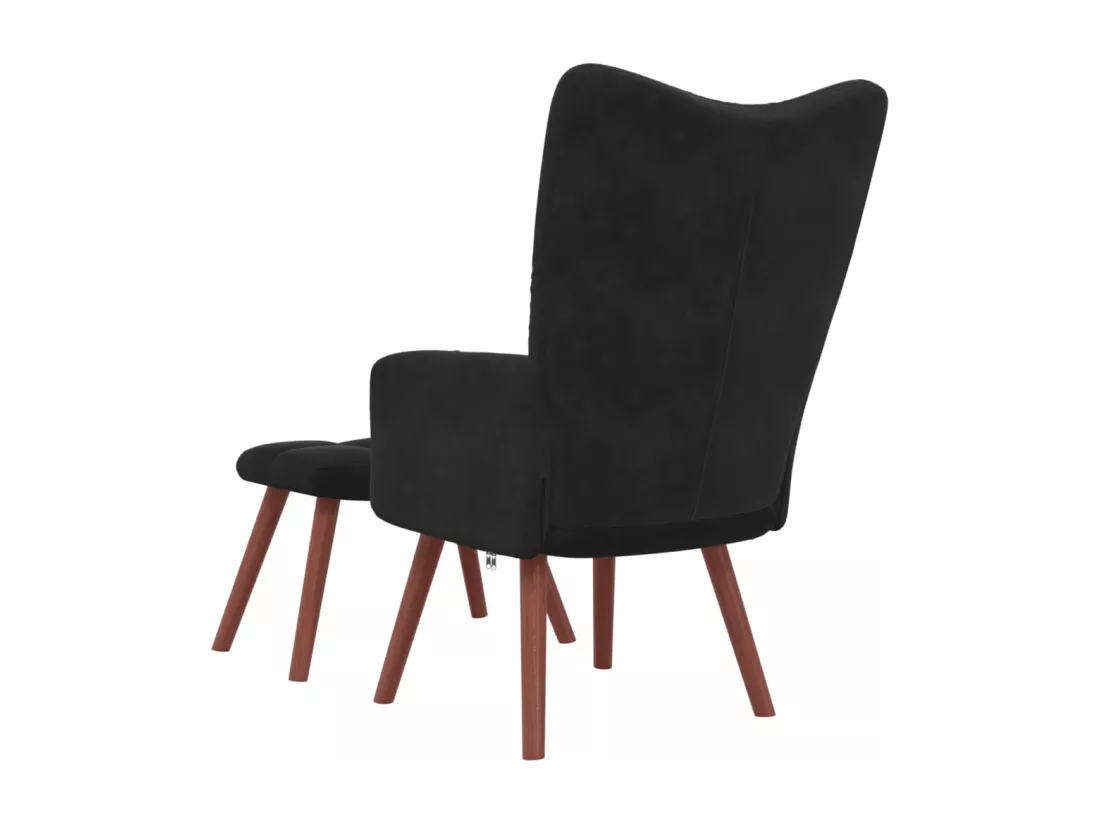 Chaise de relaxation avec repose-pied Noir Velours